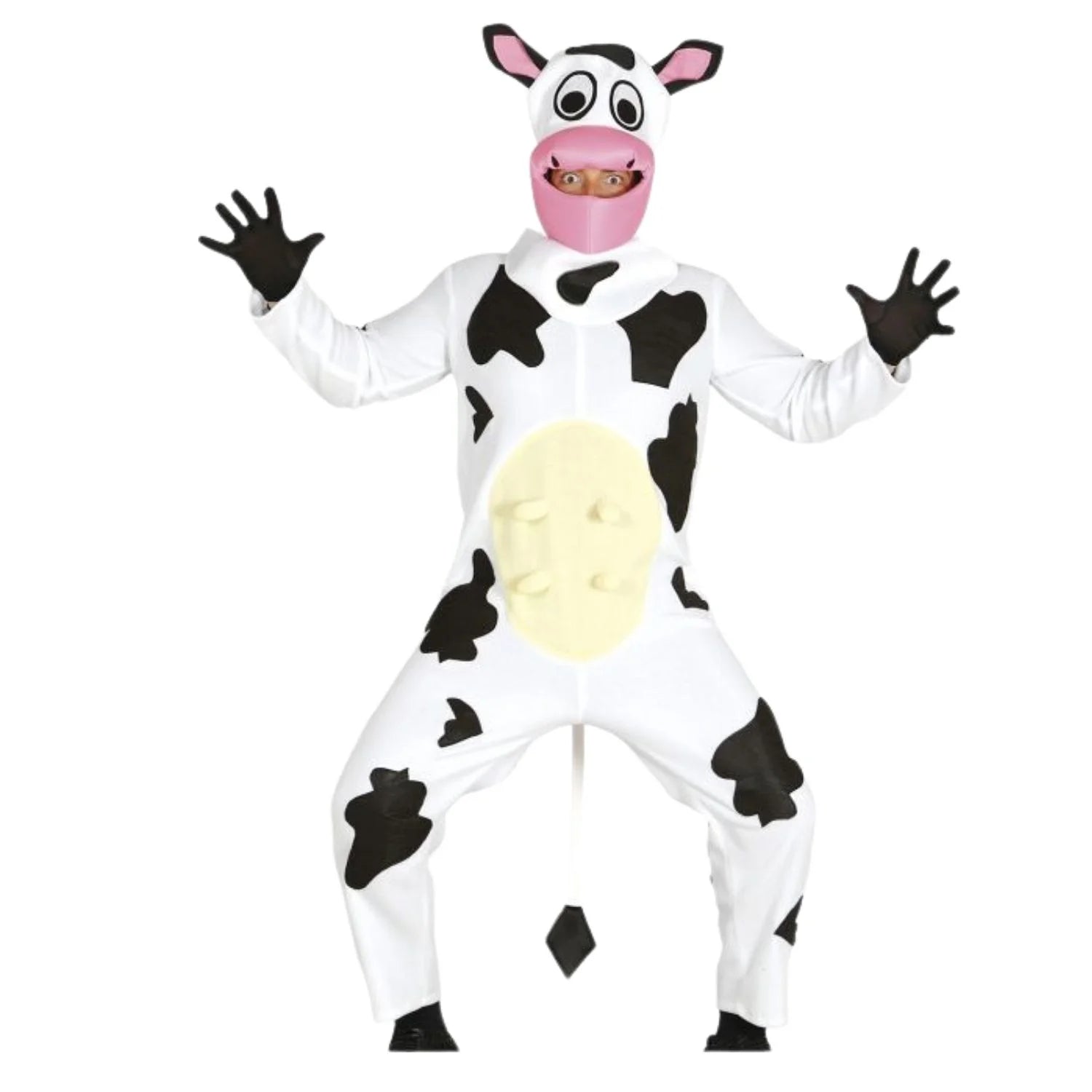 Disfraz vaca adulto con mono y cabeza para Carnaval