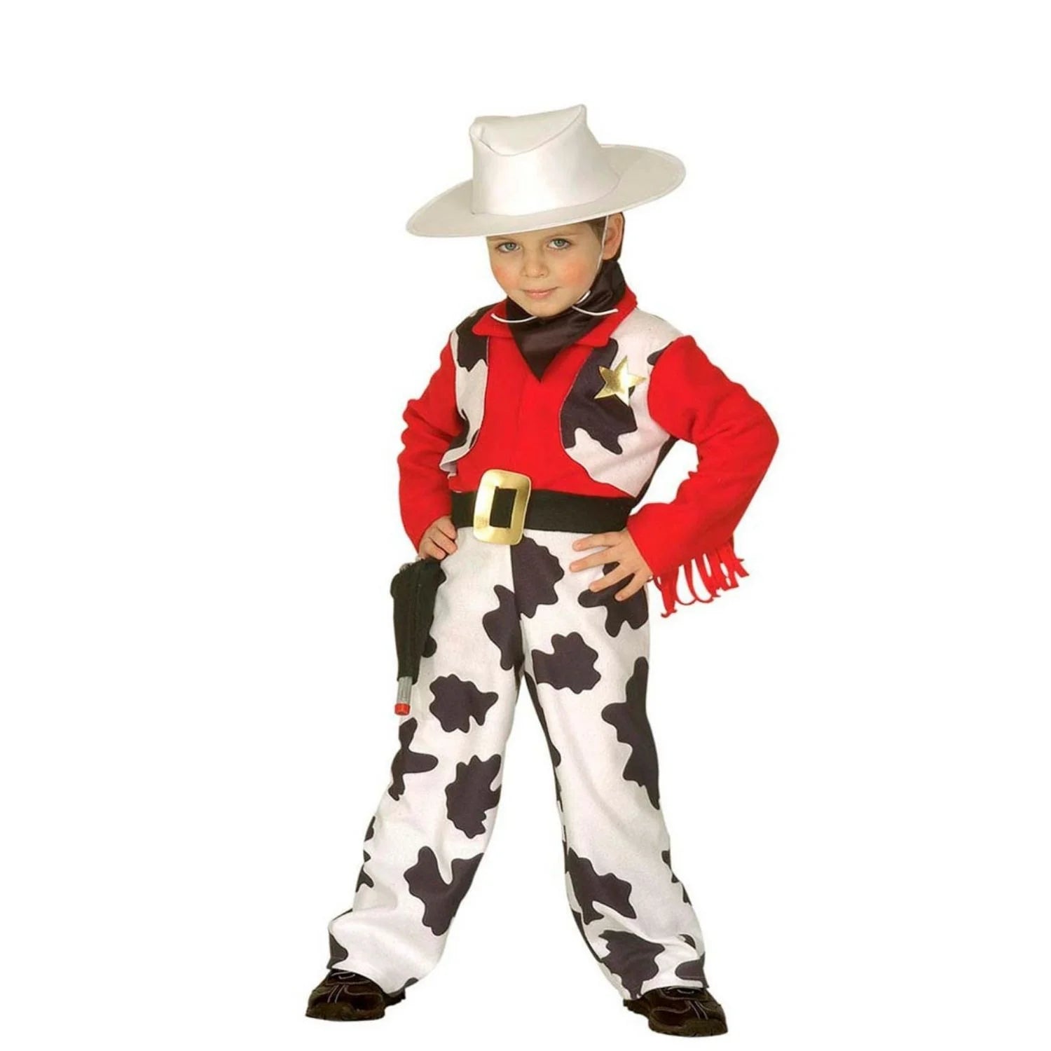 Disfraz de vaquero para niño con sombrero y pañuelo rojo