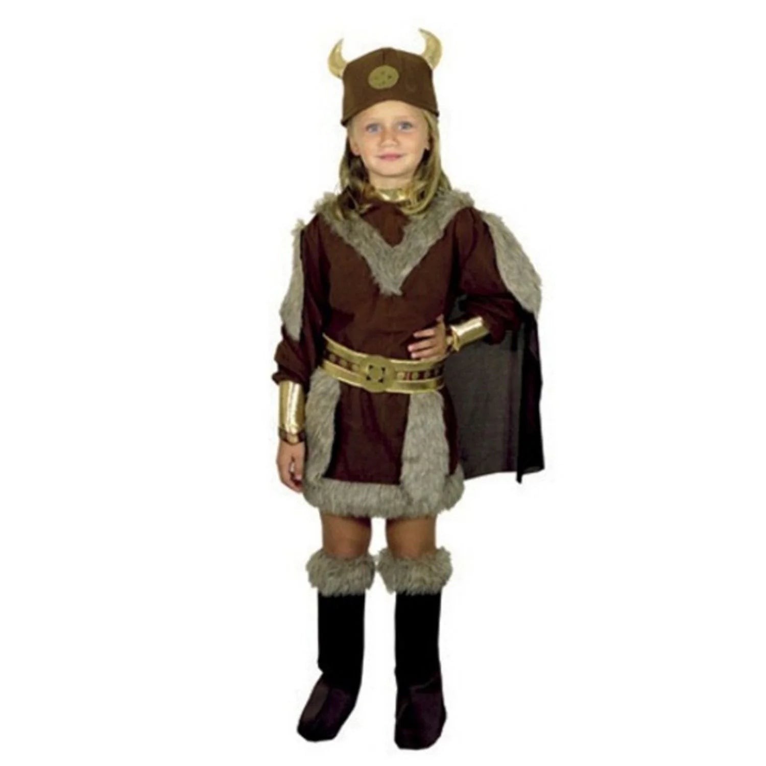 Disfraz vikinga infantil con capa, casco y cinturón para Carnaval