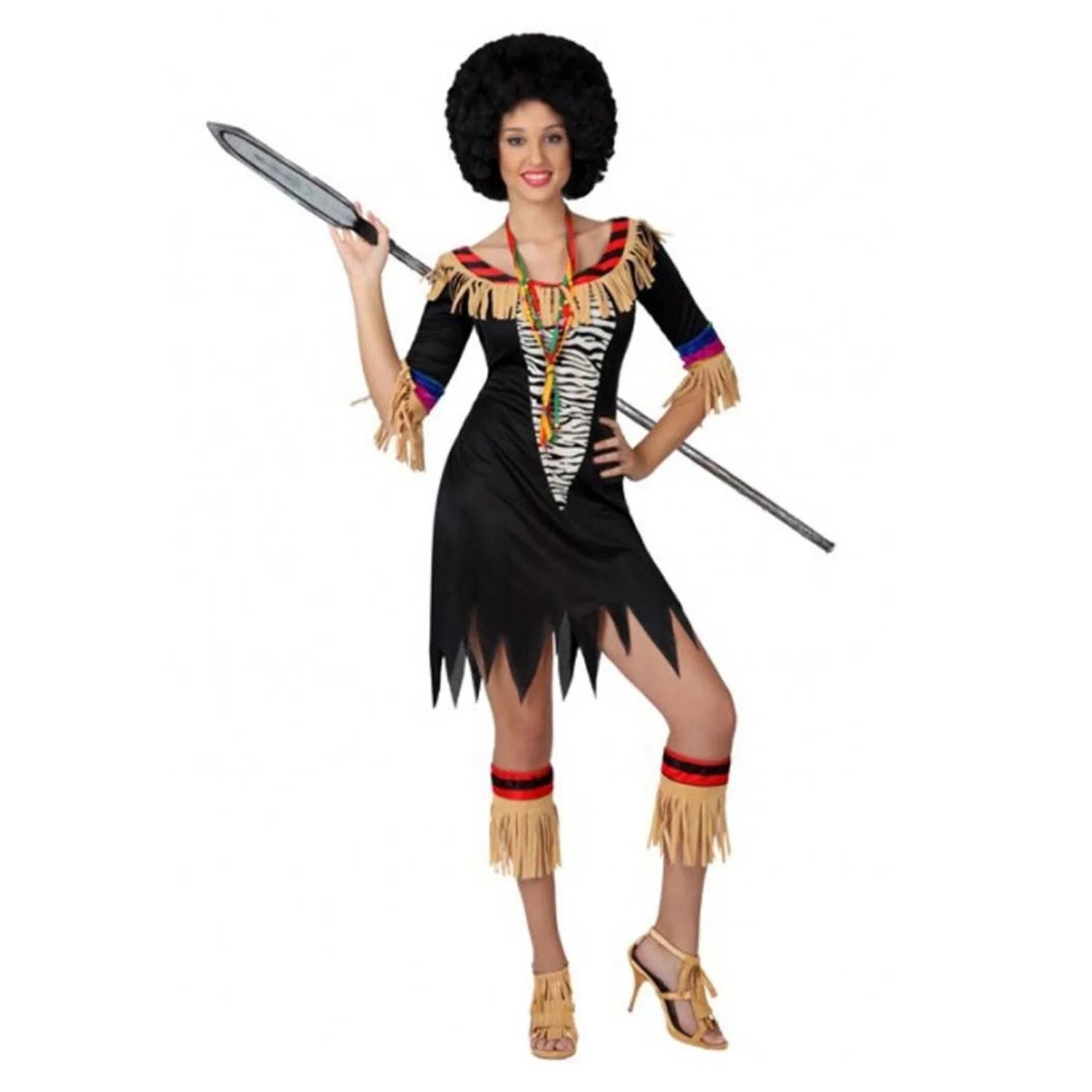 Mujer con disfraz tribal zulú para Carnaval