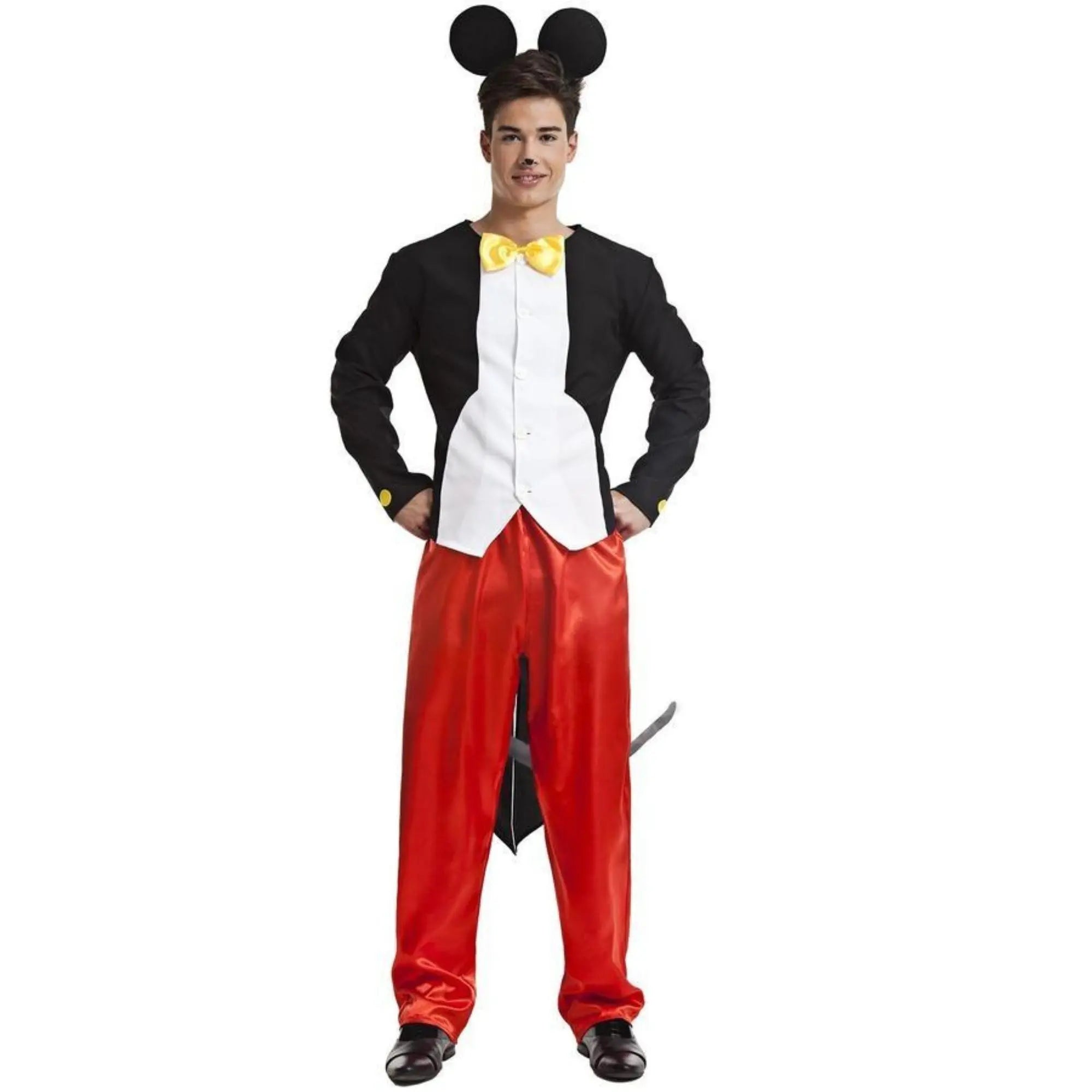 Disfraz de ratón adulto con chaqueta, pantalón, cola y diadema con orejas para Carnaval