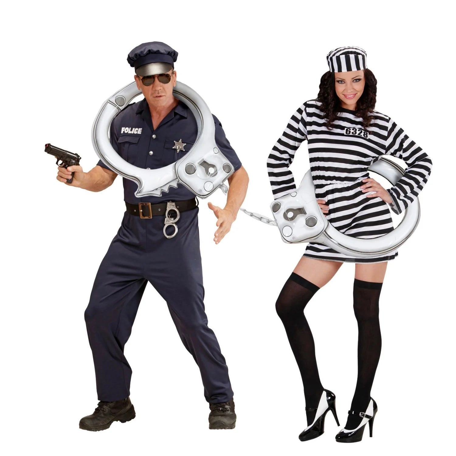 Esposas gigantes hinchables 150 cm accesorio policial para completar look divertido en fiestas temáticas