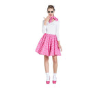 falda pin up rosa con enagua y pañuelo estilo años 50 complemento para look retro en fiestas temáticas