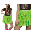 falda verde neón estilo años 80 complemento para look retro en fiestas temáticas