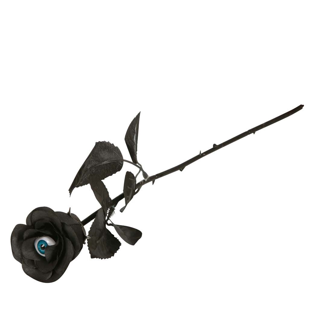 flor decorativa azul y negra con ojo de 42 cm para ambientación terror Halloween