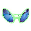 Gafas alienígena verdes con cristales espejo azules para disfraz extraterrestre