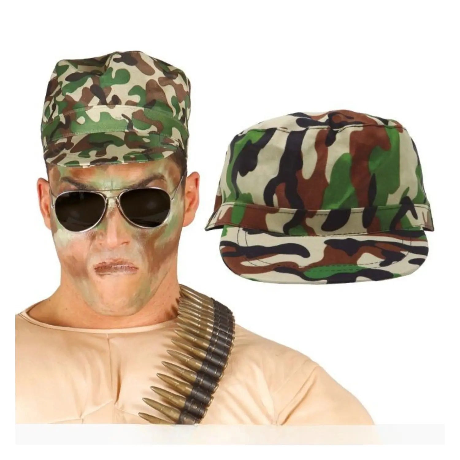 Gorra militar de camuflaje complemento para caracterización de soldado