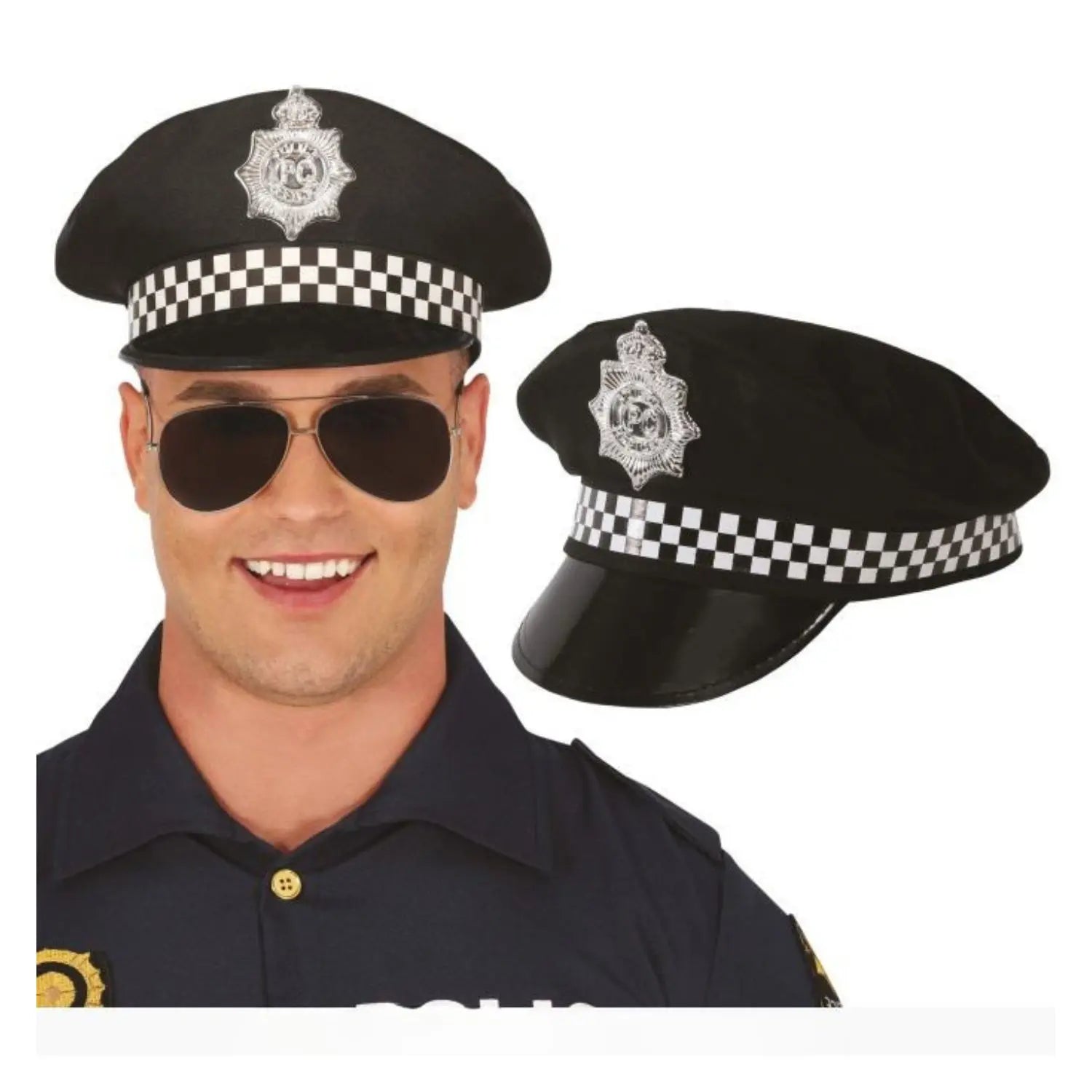 Gorra de policía con escudo para adulto complemento policial