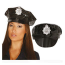 Gorra de policía en vinilo brillante para adulto complemento policial