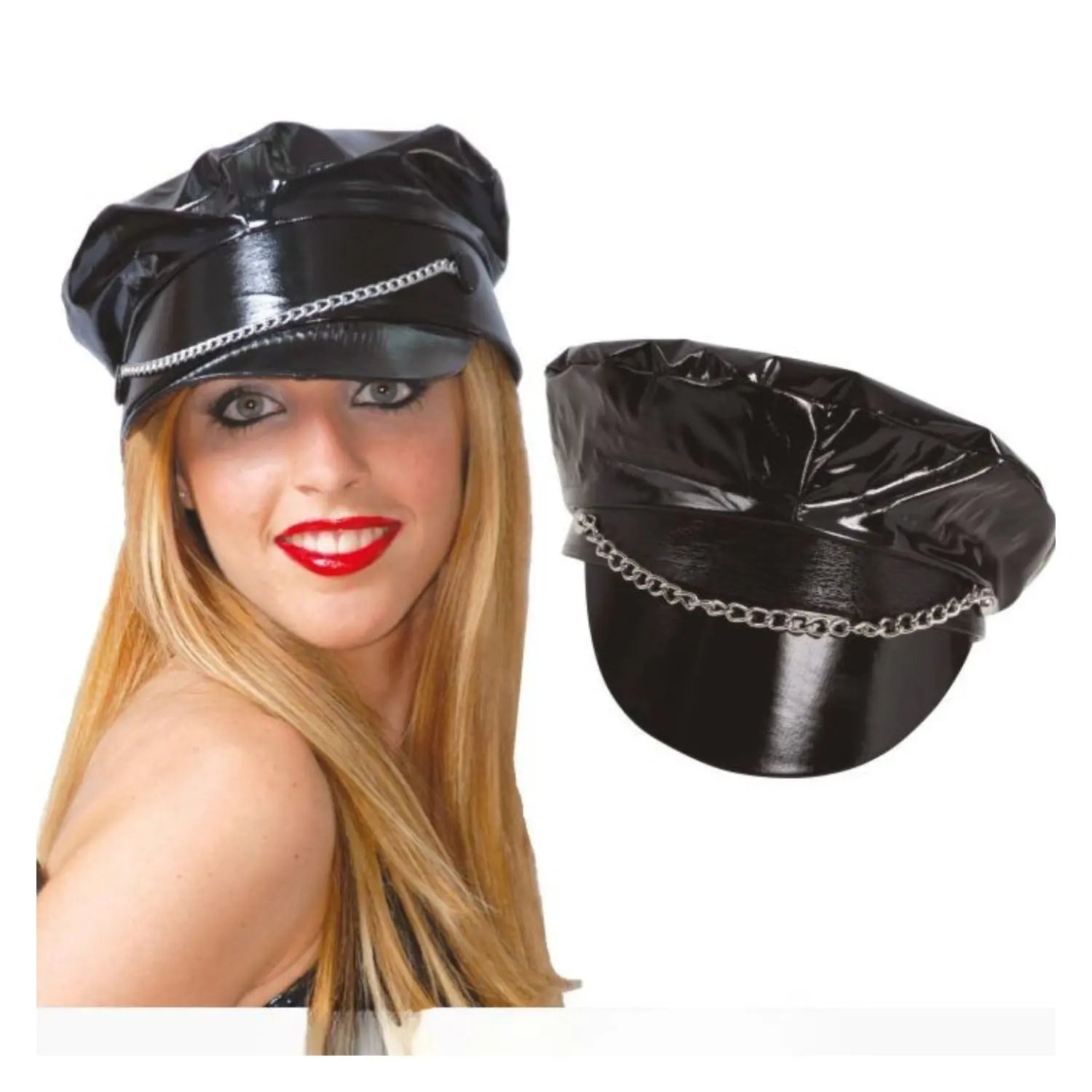 Gorra sado de vinilo brillante para adulto complemento de fiesta