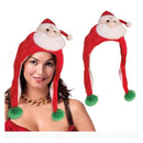 Gorro de Papá Noel con cara y pompones verdes complemento navidad