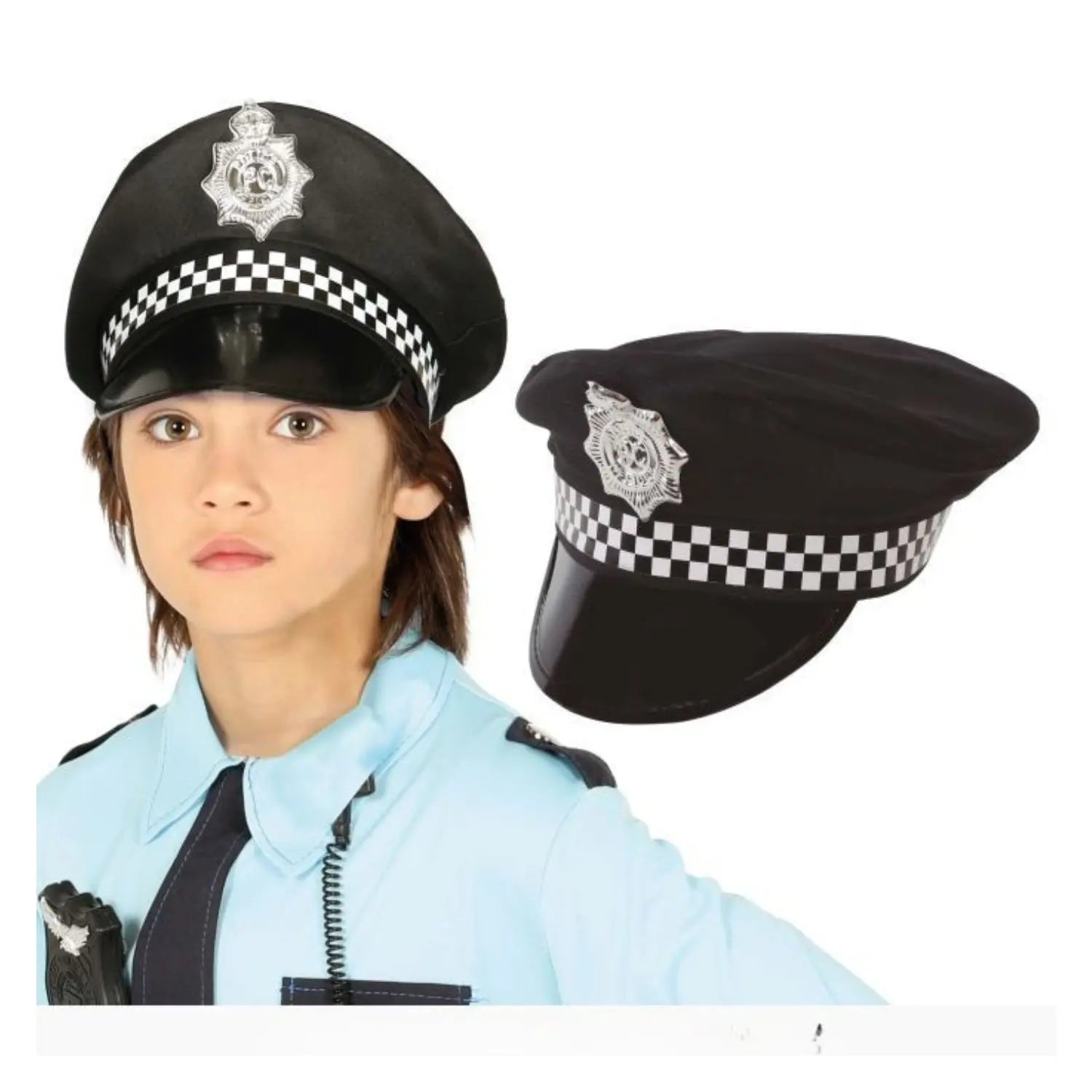 Gorra de policía infantil complemento para caracterización de agente