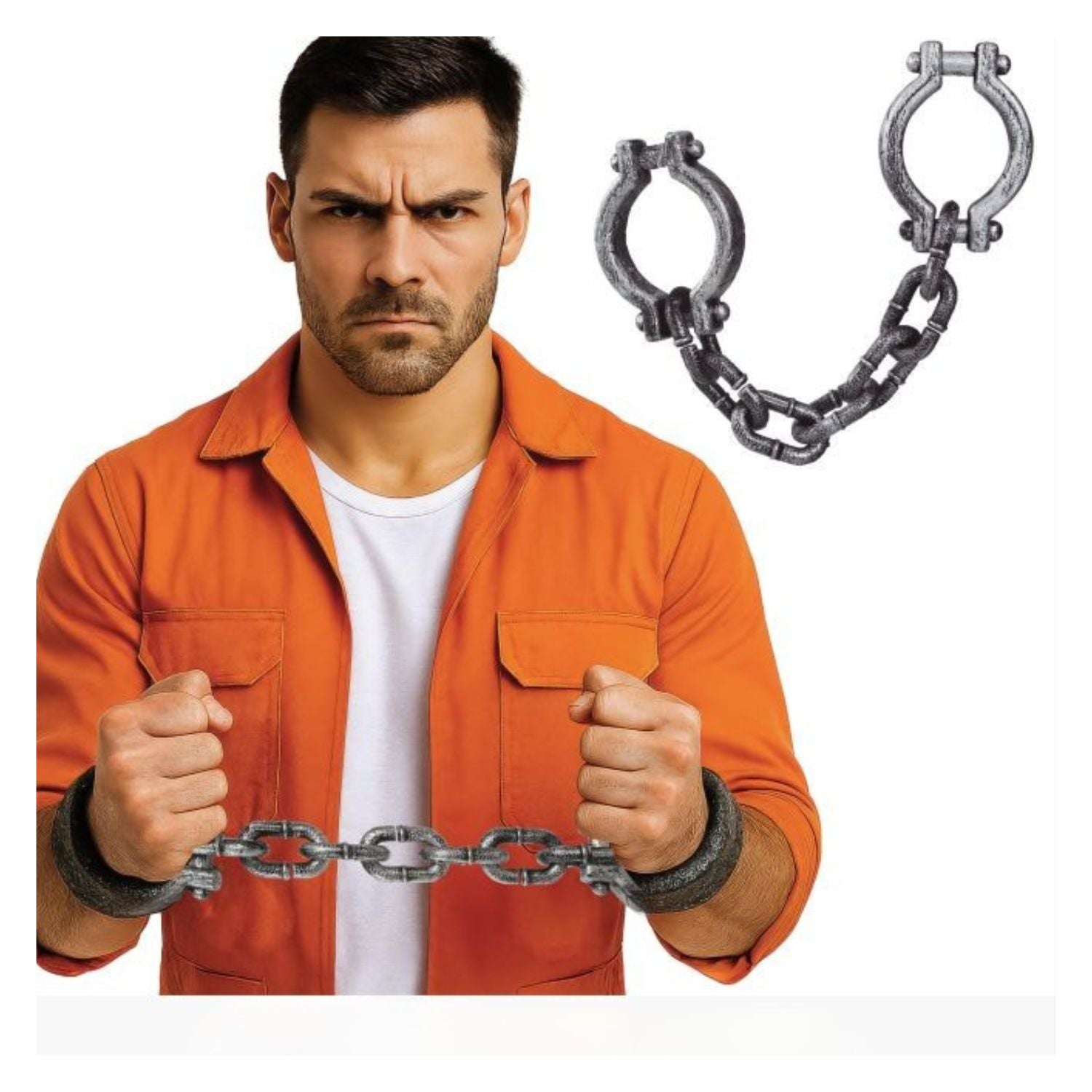 Grilletes de preso con cadena accesorio para disfraz de prisionero