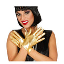 Guantes dorados cortos accesorio disco para completar look brillante en fiestas temáticas