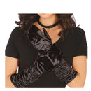 guantes largos arrugados negros de 40 cm estilo cabaret elegantes y satinados