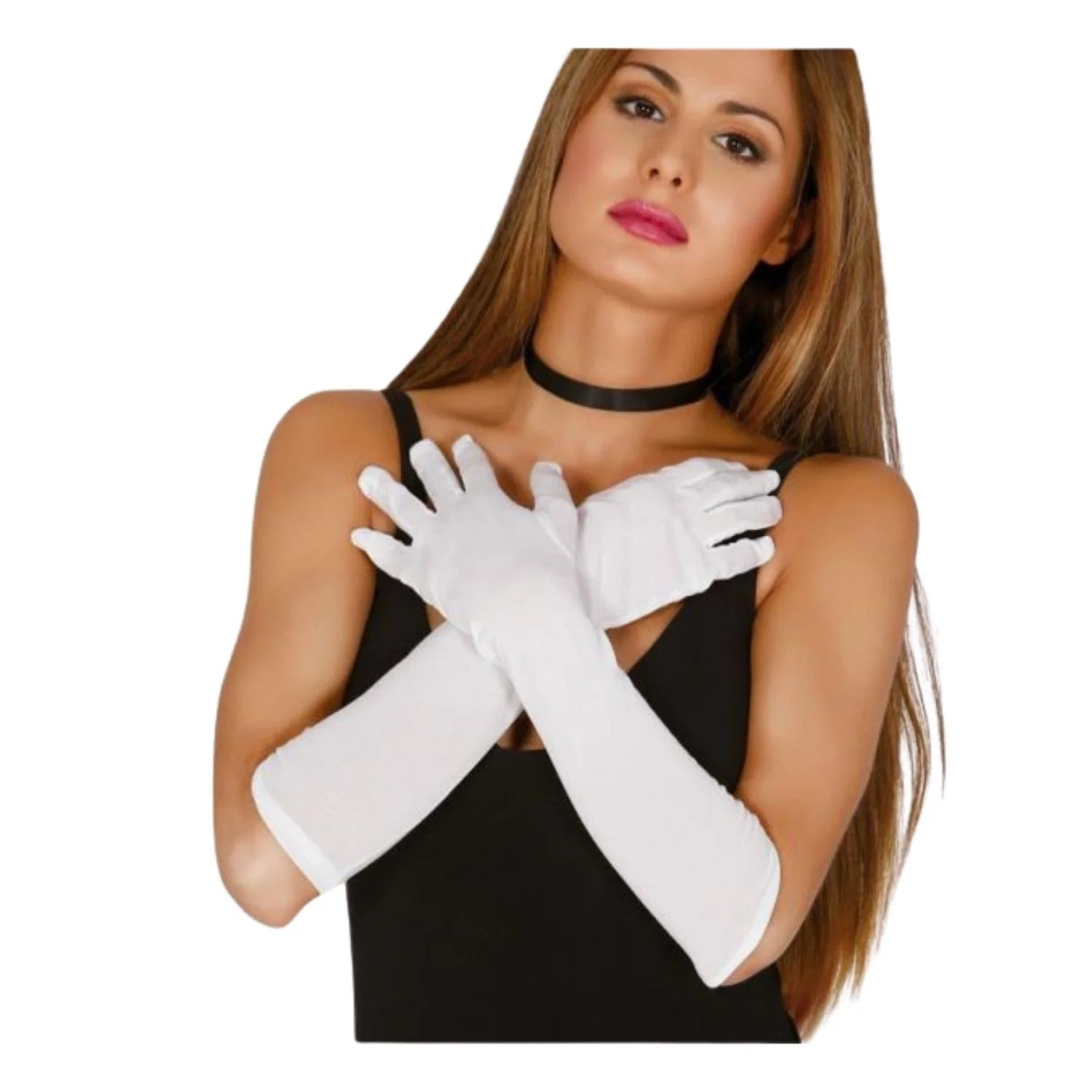 guantes largos blancos elegantes de 42 cm para look sofisticado y clásico