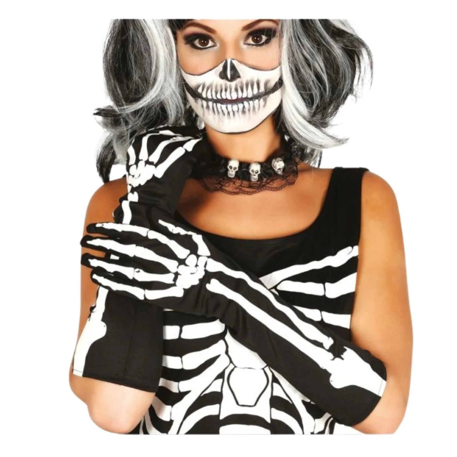 guantes mano esqueleto de 40 cm estilo halloween para look terrorífico