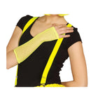 Guantes rejilla amarillo neón accesorio ochentero para completar look retro en fiestas temáticas