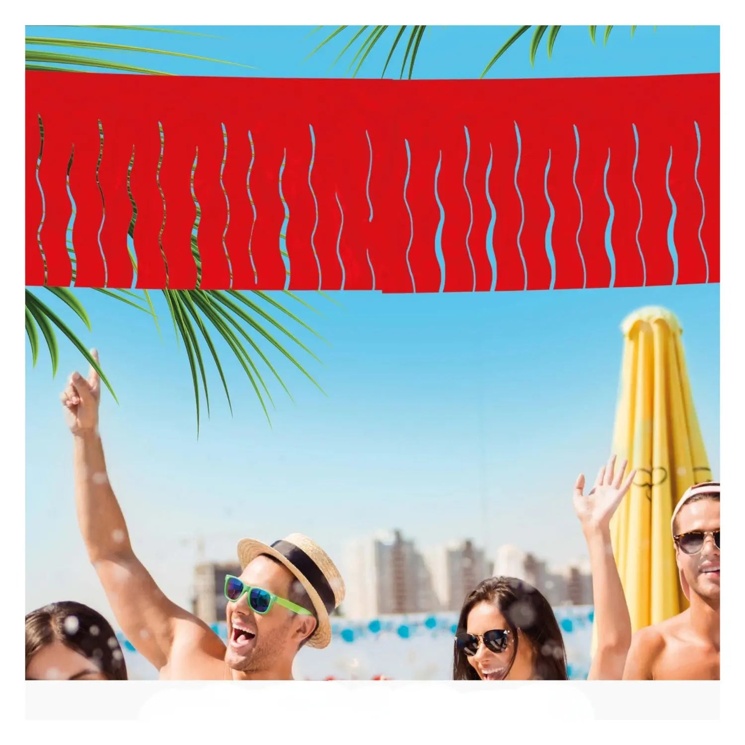 Guirnalda de flecos de plástico roja de 25 metros para decoración de fiestas y eventos