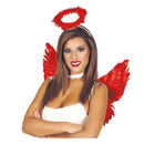 halo de marabú rojo complemento para look de ángel o cabaret elegante