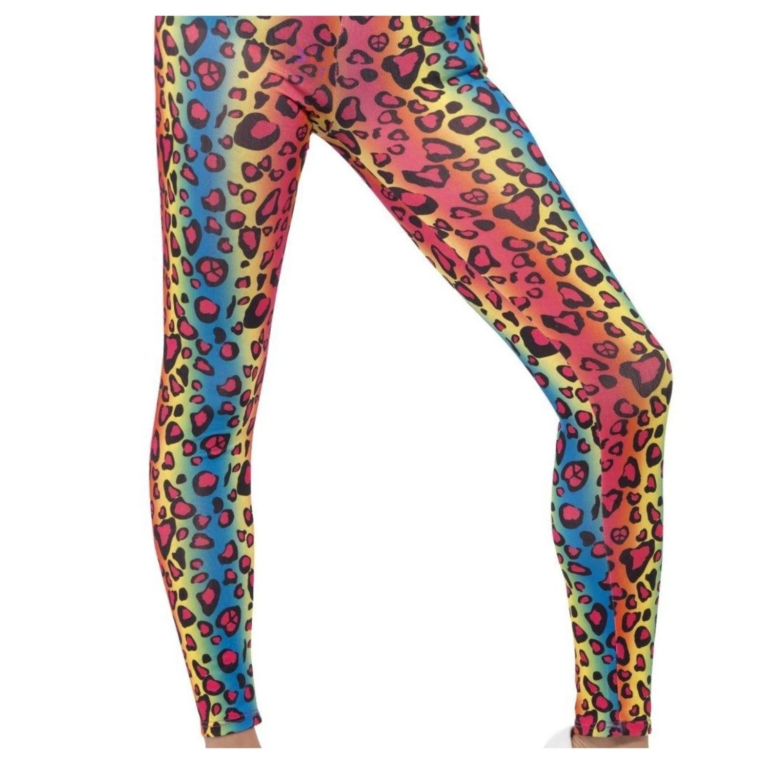 Leggins con estampado leopardo neón para disfraz años 80
