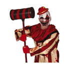 martillo de payaso terror de 79 cm en rojo y negro para look halloween circo siniestro