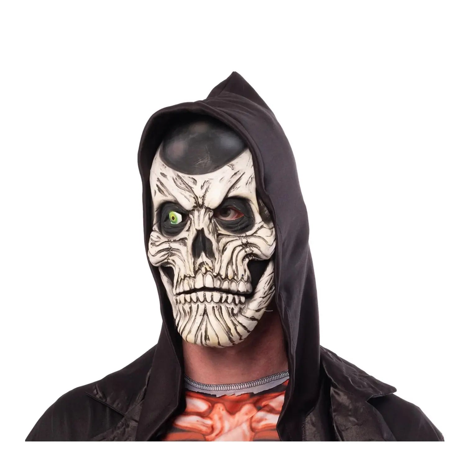 máscara calavera fantasma con capucha para disfraz de terror en halloween