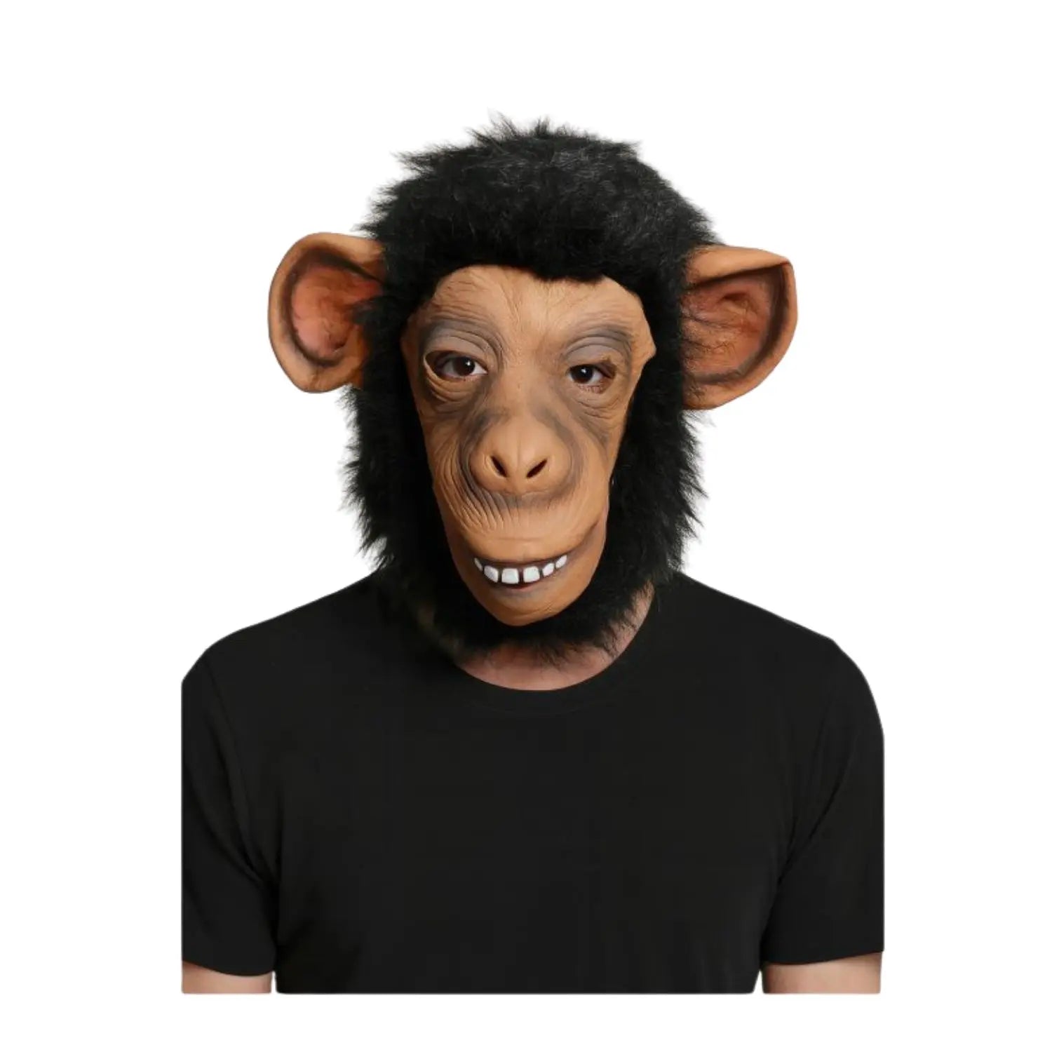 máscara de chimpancé con pelo de látex para disfraz animal en fiestas temáticas