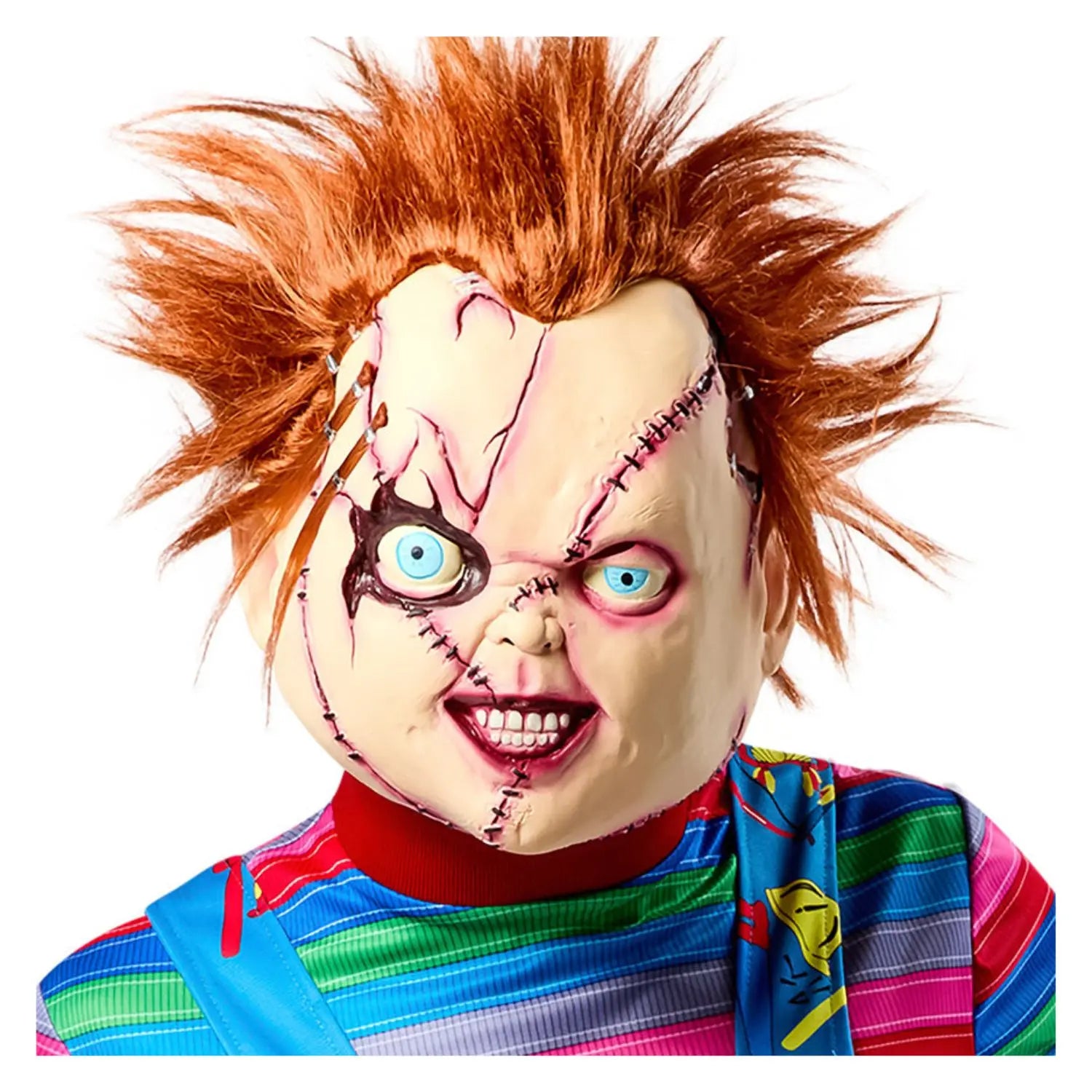 Máscara Chucky con pelo pelirrojo y cicatrices para disfraz de Halloween