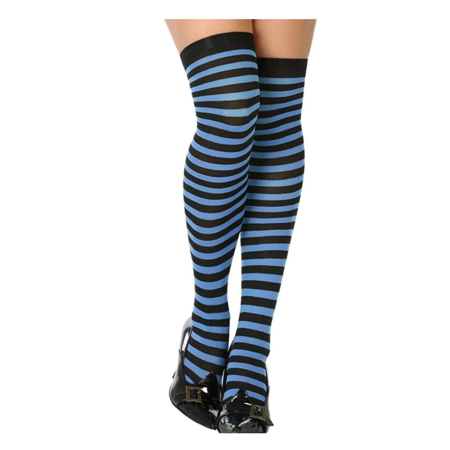 medias de rayas azul y negro para disfraz o fiesta temática