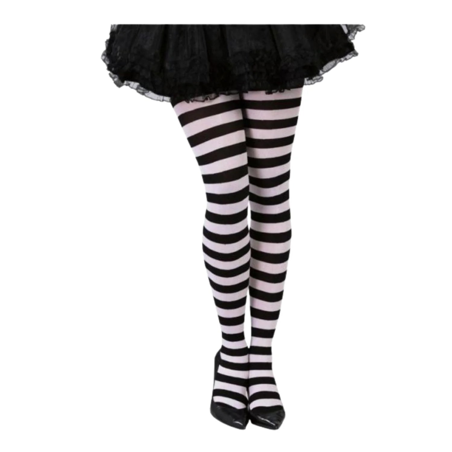 medias panty de rayas blanco y negro estilo gótico para look oscuro halloween
