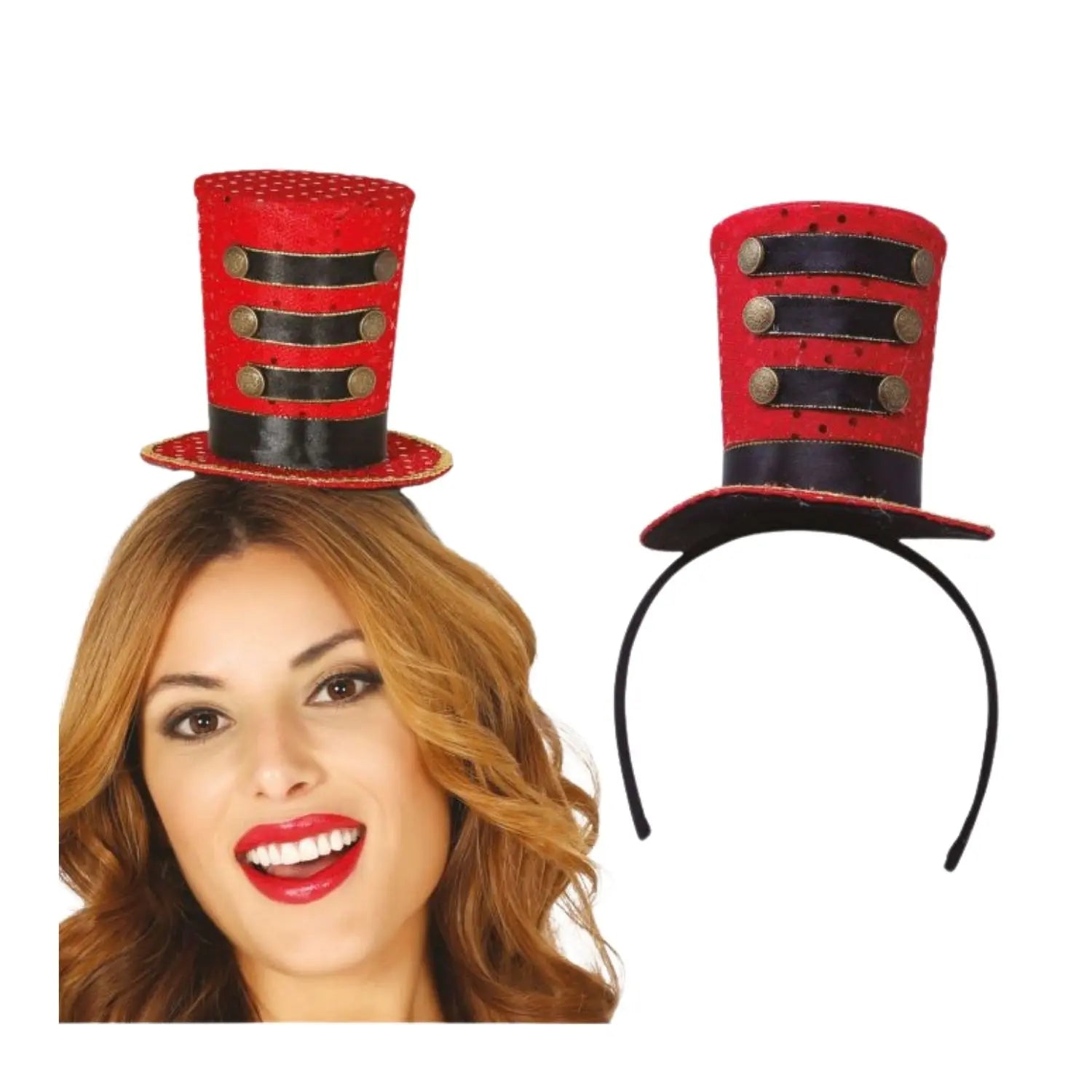 mini chistera roja estilo majorette para disfraz de espectáculo o fiesta