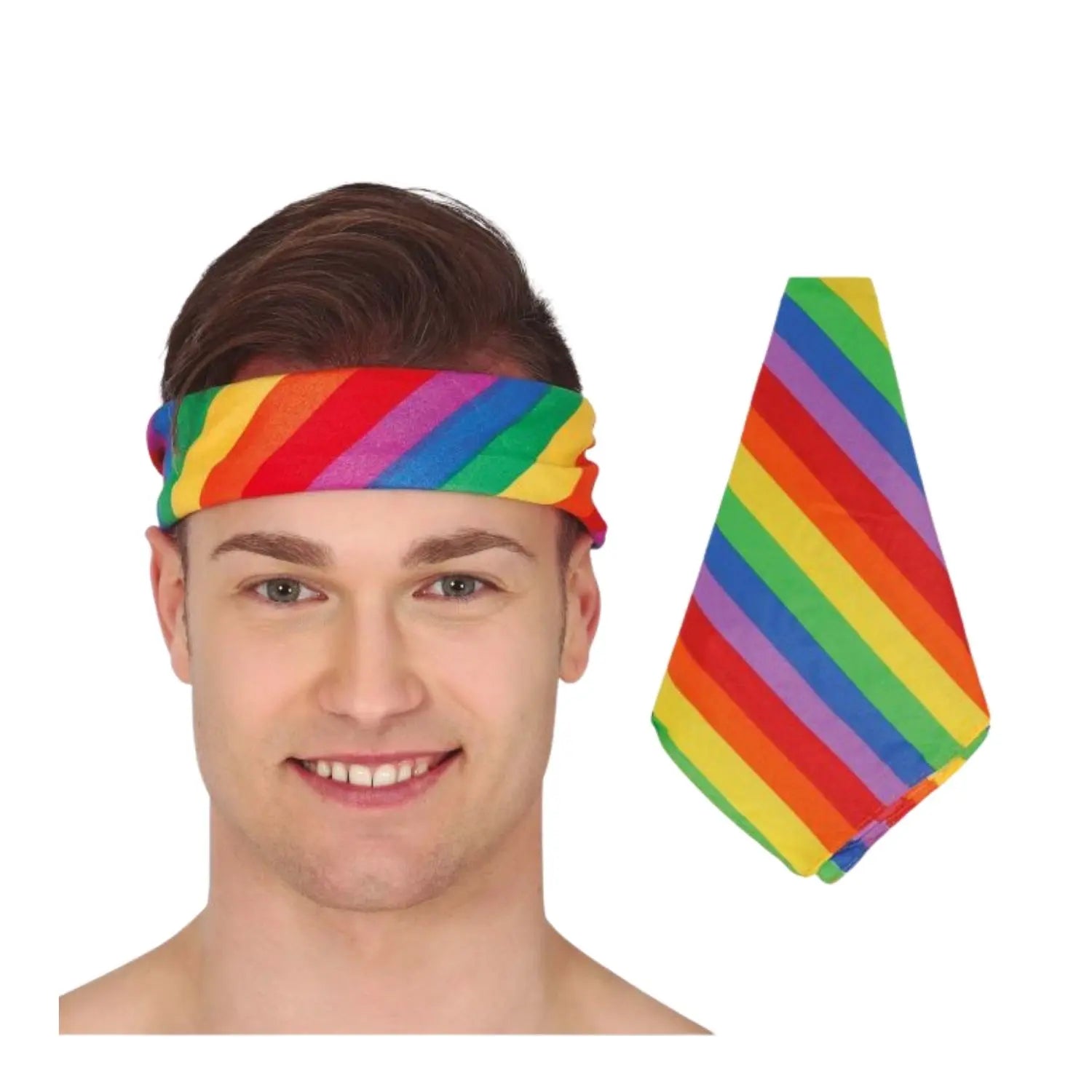 pañuelo de cabeza arcoíris complemento para look orgullo o desfiles coloridos