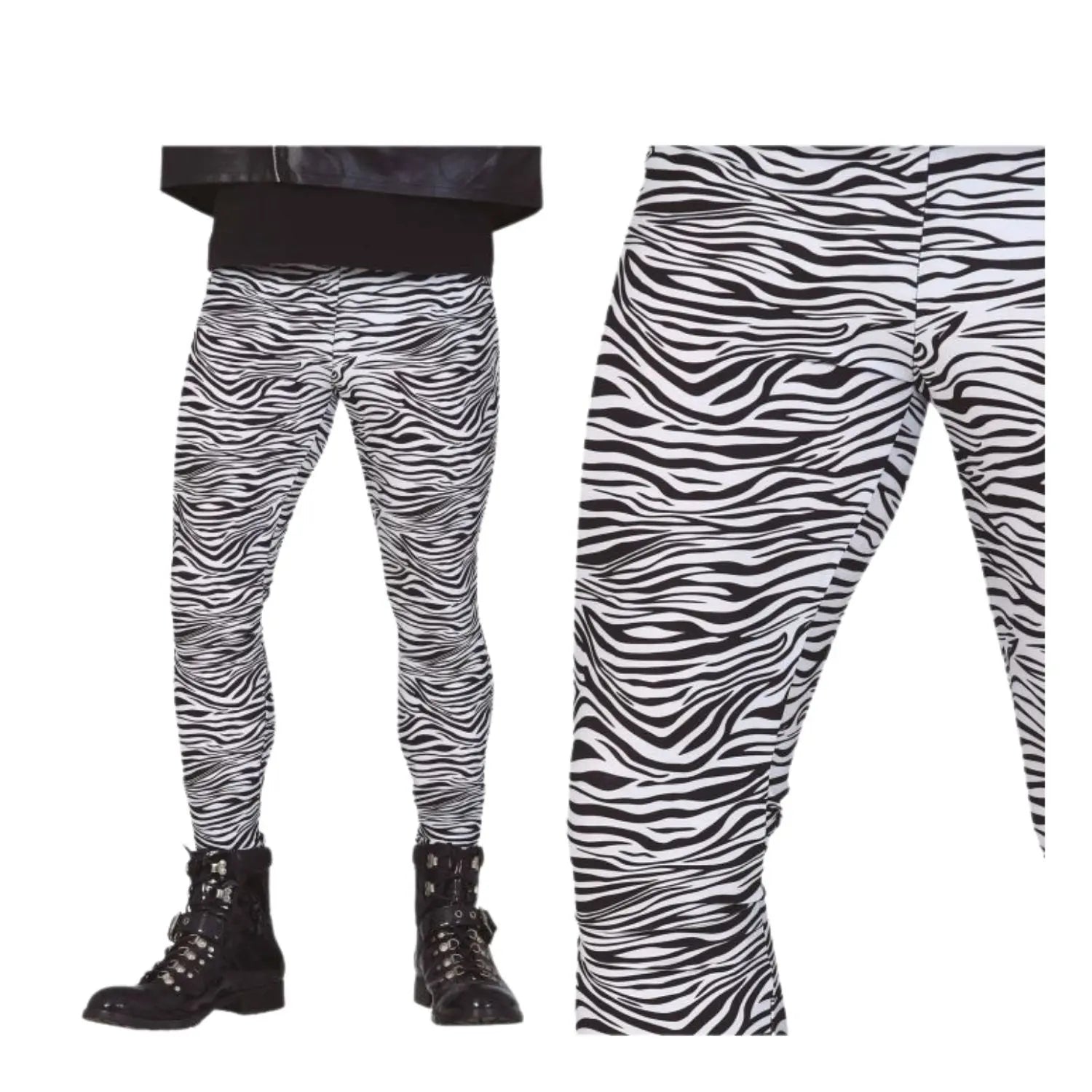 pantalón cebra adulto complemento para look animal, rockero o punk en fiestas temáticas