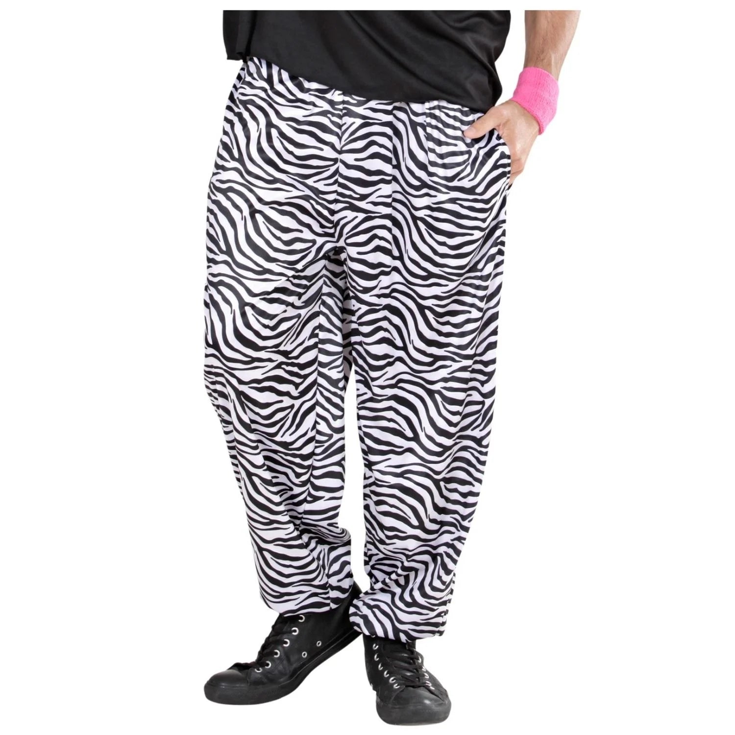 Pantalones años 80 cebrados holgados con estampado de cebra retro