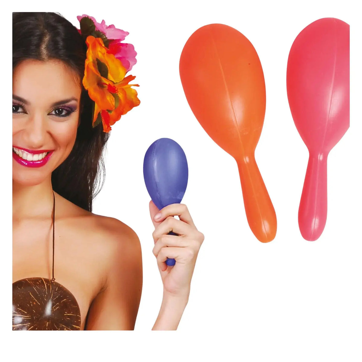 Par de maracas de 18 cm de colores para Carnaval y fiestas temáticas