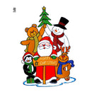 Pegatina ventana temática Navidad con Papá Noel y personajes para decoración de cristal 40 cm