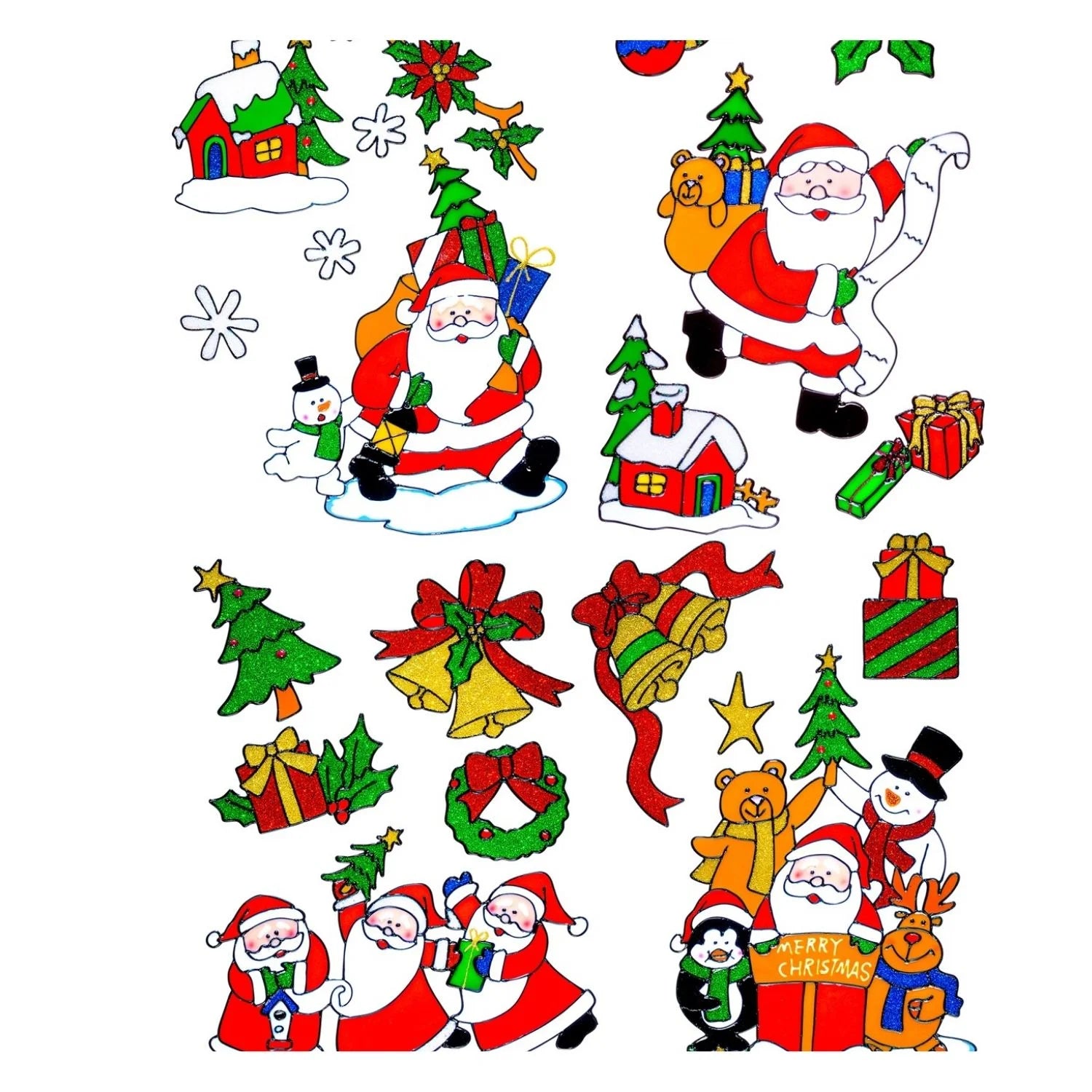 pegatinas de navidad para ventana con papa noel y decoracion festiva surtida