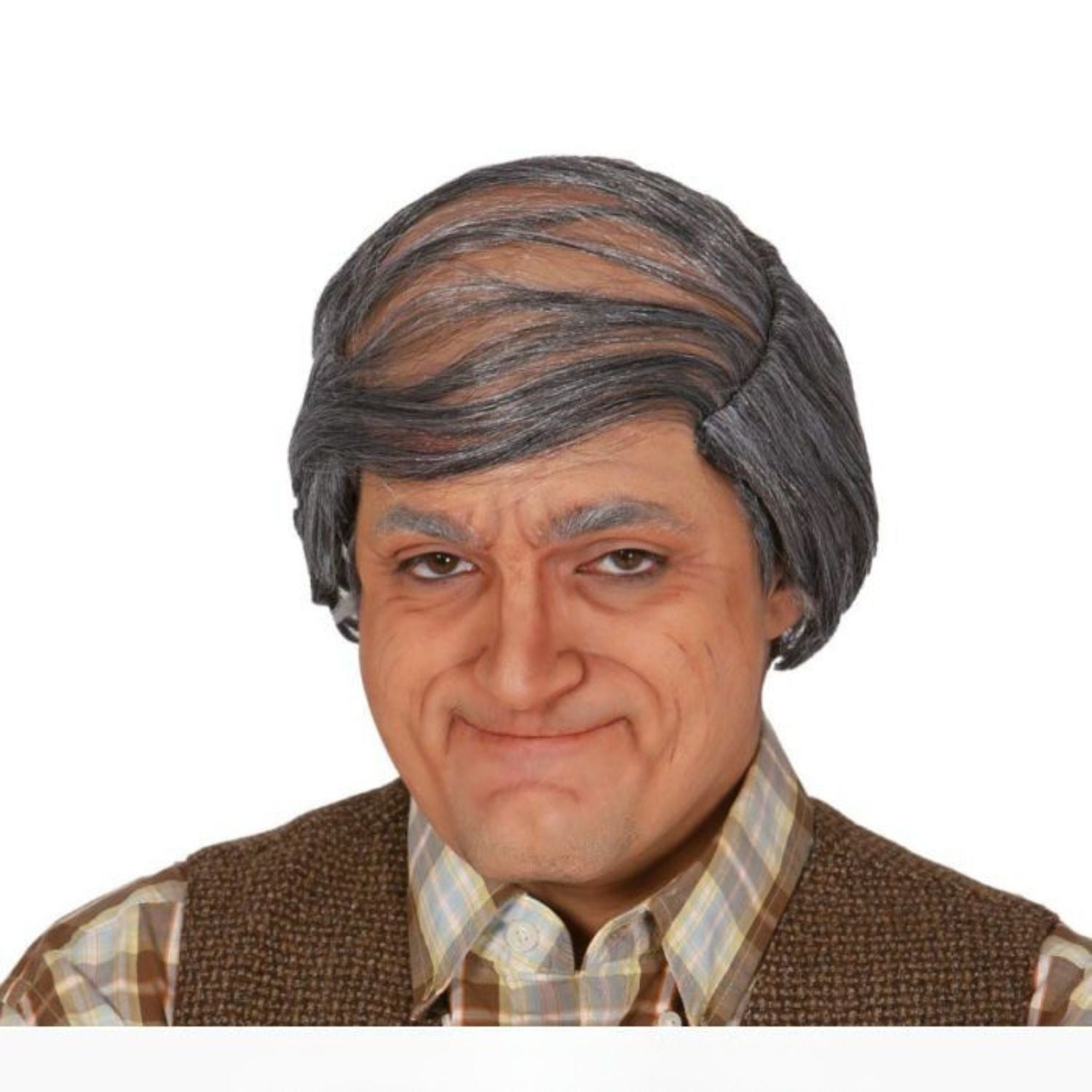Peluca de abuelo con calva y cabello canoso para disfraz