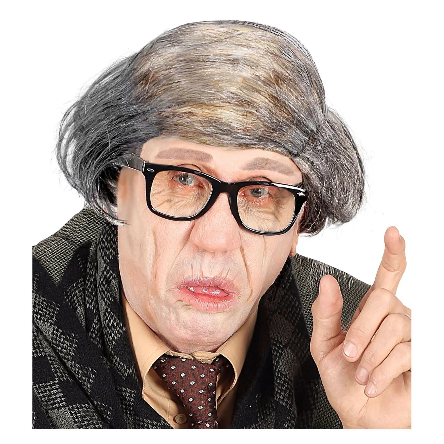 Peluca de anciano gris para adulto con peinado clásico