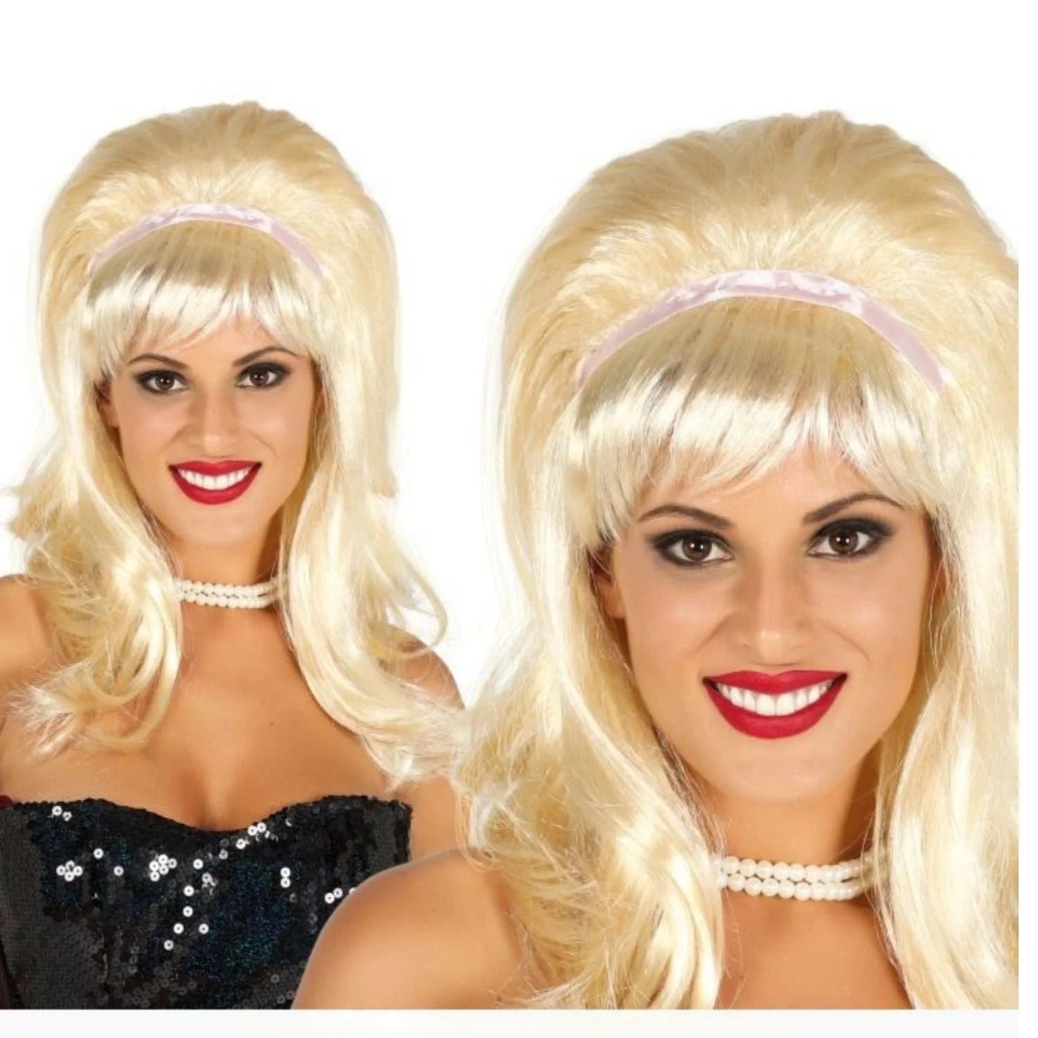 Peluca rubia estilo años 50 para completar disfraces retro y vintage