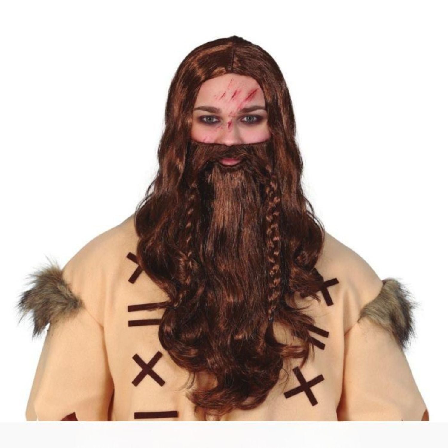 Conjunto peluca y barba estilo vikingo para disfraz medieval