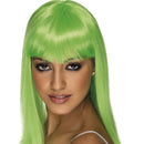 Peluca verde neón estilo glamour para disfraz