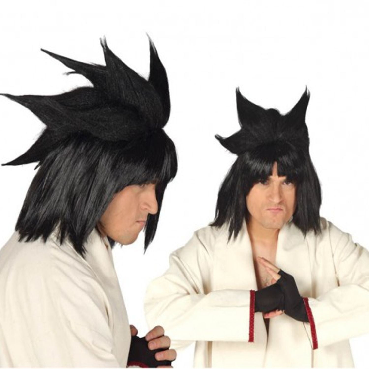 Peluca negra estilo guerrero manga para disfraz anime