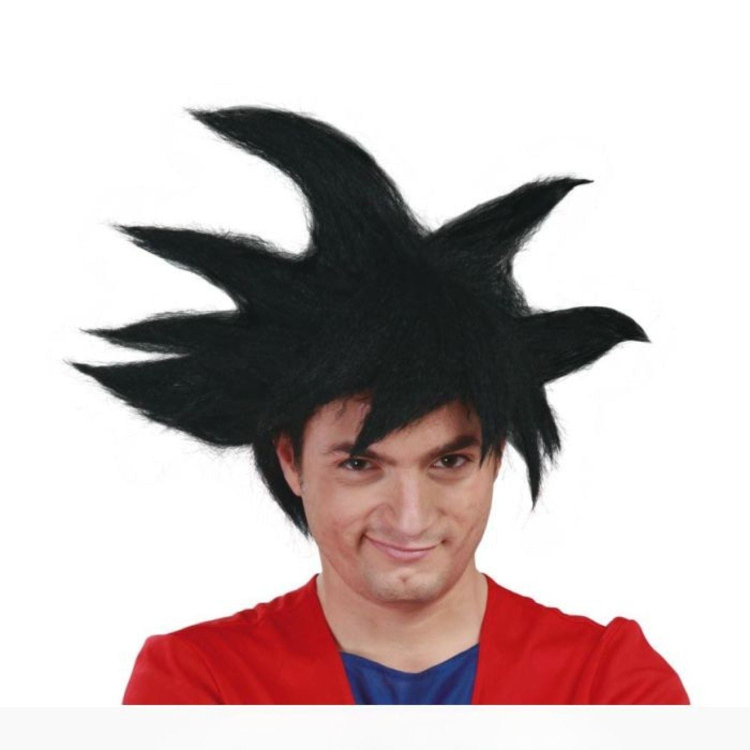 Peluca negra estilo guerrero manga para disfraz anime