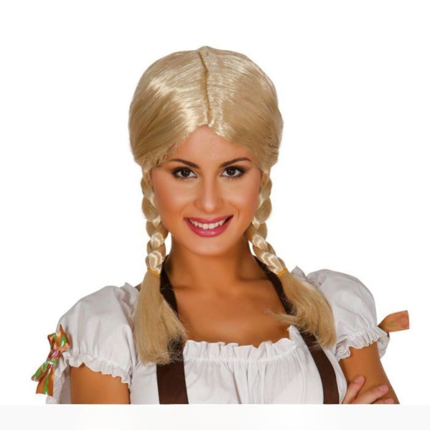 Peluca rubia con trenzas estilo Heidi para disfraz