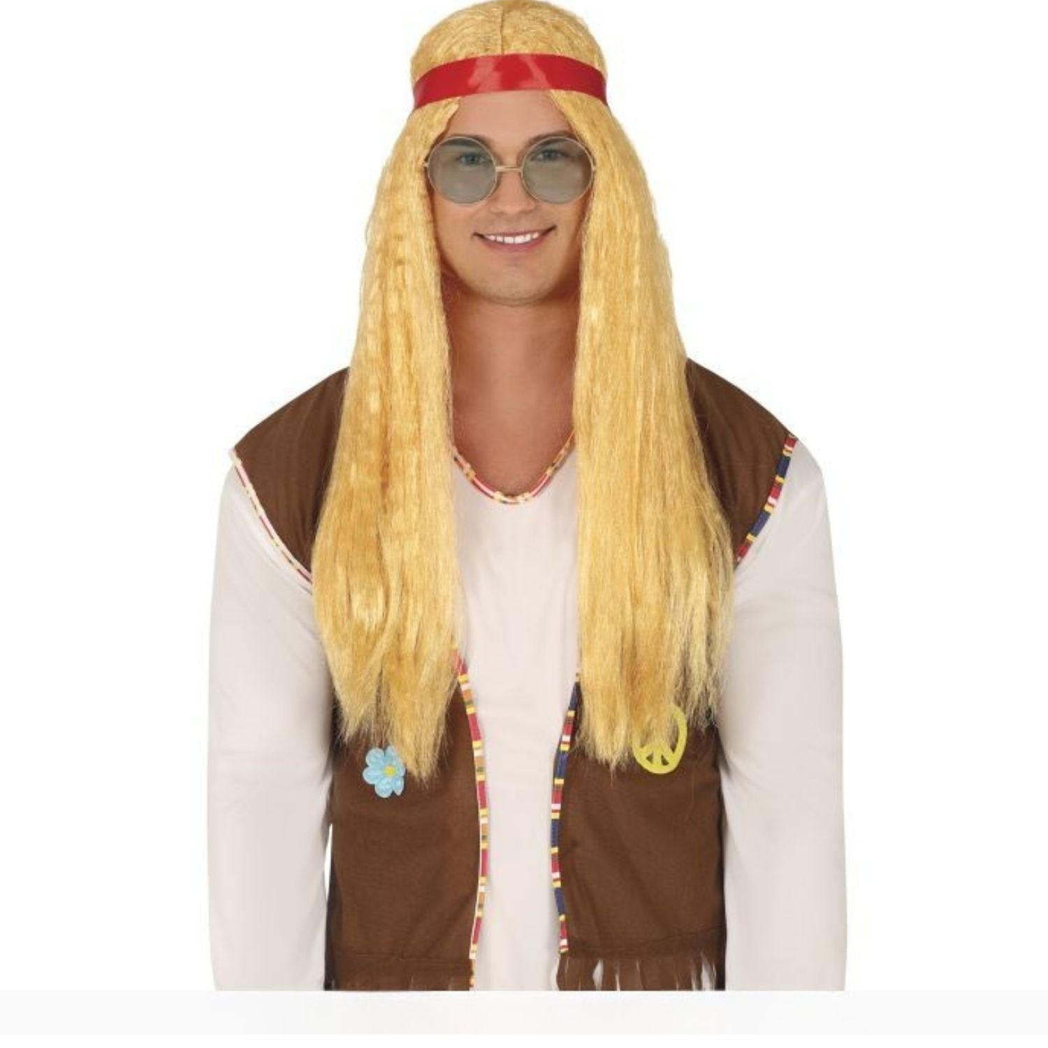 Peluca blanca de melena larga para disfraz