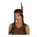 Peluca india con trenza y pluma para disfraz tribal