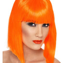 Peluca naranja media melena con flequillo para disfraz