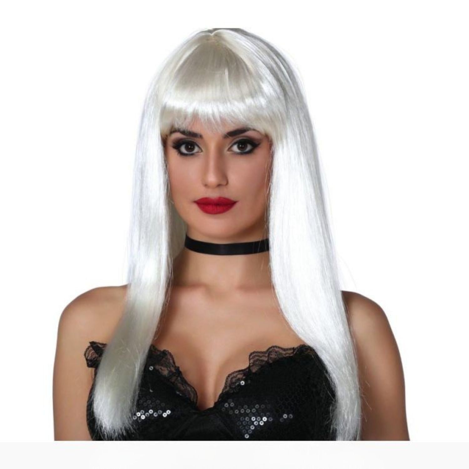 Peluca larga blanca para disfraz fantasía o Halloween